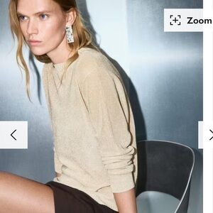 NWOT Mango Sparkly Fine Knit Sweater in Gold